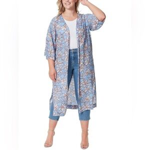 Jessica Simpson 100% Viscose Blue floral kimono duster 1X